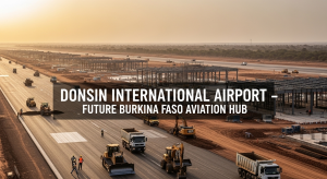 Construction site of Ouagadougou-Donsin International Airport under development in Burkina Faso.