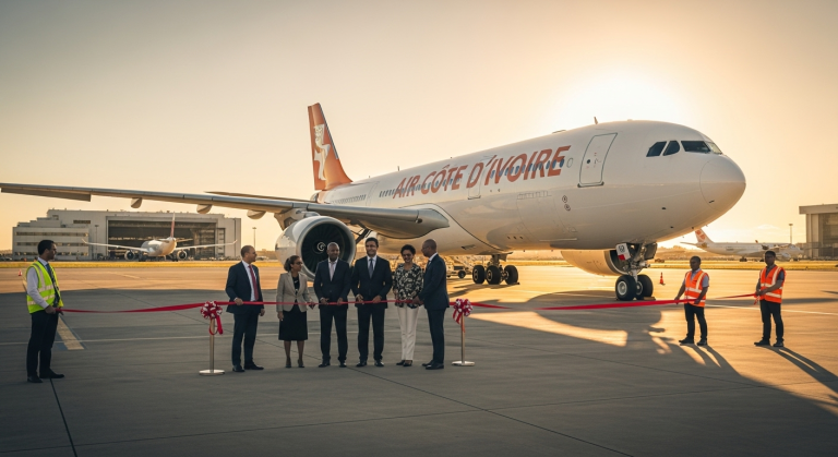 Air Côte d’Ivoire A330-900neo on delivery ramp in Toulouse, marking the airline’s first widebody delivery.