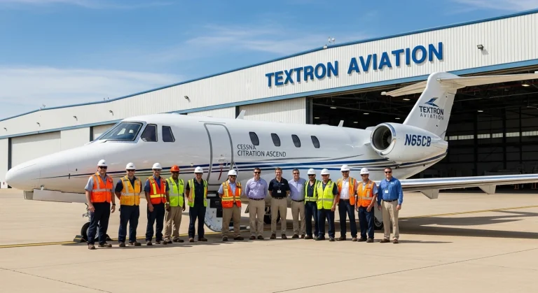 First production Cessna Citation Ascend at Textron Aviation Wichita rollout ceremony