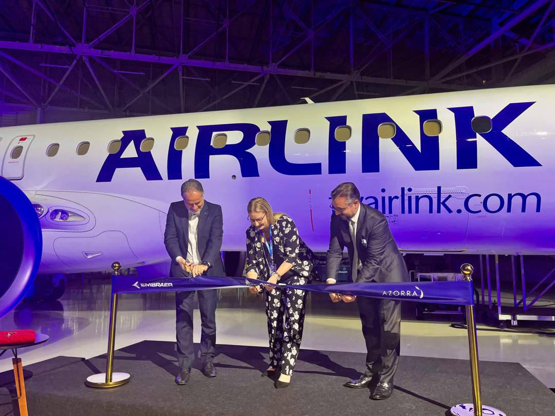 Airlink Embraer E195-E2 delivery — first three of ten E195-E2 jets handed over under Azorra lease.