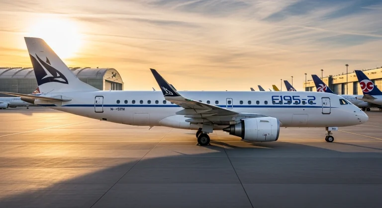 Embraer E195-E2 on apron — Embraer CEO says rising demand could let new rivals challenge Boeing and Airbus.