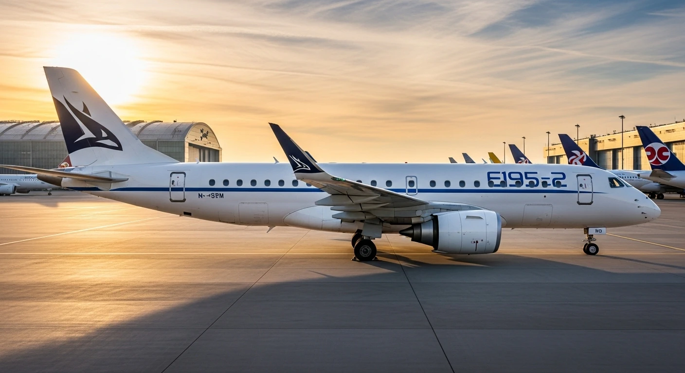Embraer E195-E2 on apron — Embraer CEO says rising demand could let new rivals challenge Boeing and Airbus.