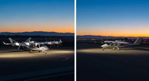 Joby and Archer eVTOLs on display at Salinas/Monterey airshow — first public eVTOL demonstrations in the US.