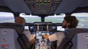 KLM A350 simulator Netherlands — CAE-built full-flight simulator installed at Schiphol-East for KLM A350 pilot training.