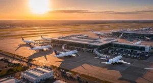 NBJ airport aerial view — TAAG moves to new airport Luanda as international services transfer to NBJ.