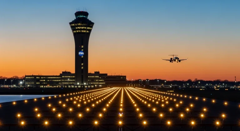 Reagan National Airport control tower — Senate moves to strengthen aviation safety and require ADS-B by 2031.
