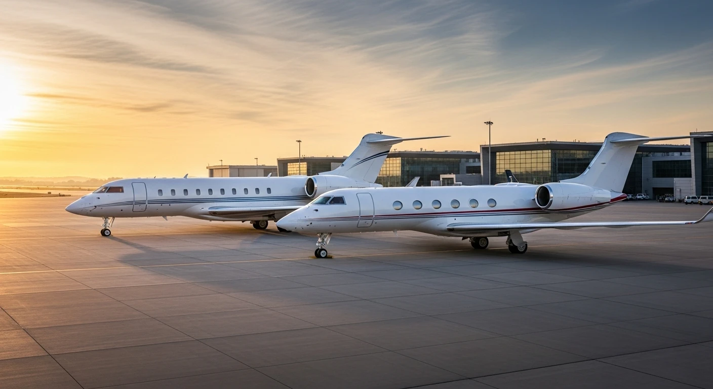 Bombardier Global 8000 and Gulfstream G400 on apron — manufacturers push to hit business jet certification goals.