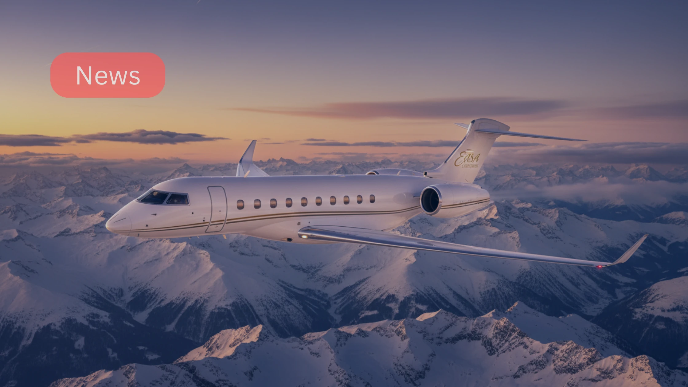 Bombardier Global 8000 EASA certification banner over ultra-long-range business jet.